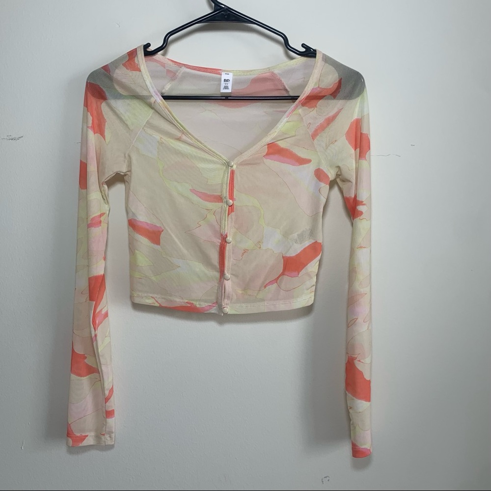 Sheer mesh button up